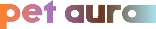 Colorful logo of 'pet aura' with a gradient effect.