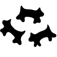 Black silhouette of a dog on a white background
