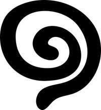 Black and white spiral icon on a white background