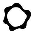 Black outline of a flower petal shape on a white background